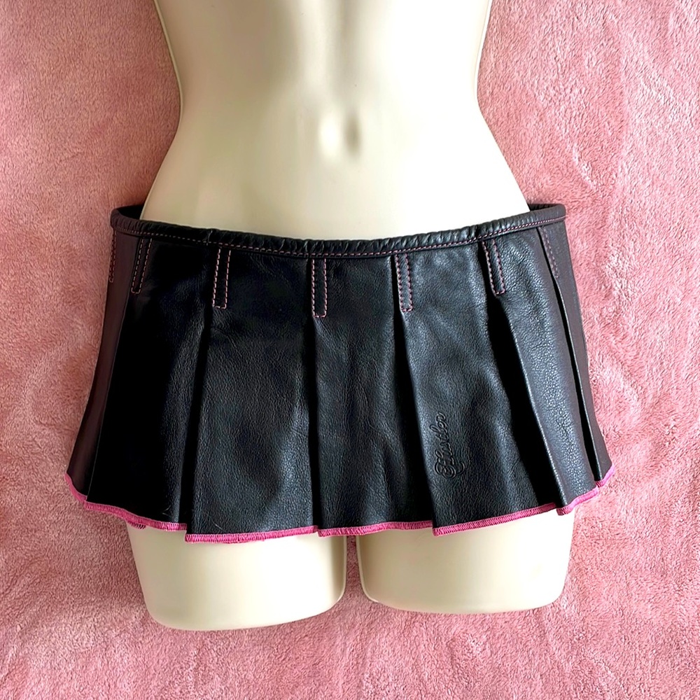 Hustler lingerie black leather mini skirt. Size S. NWT